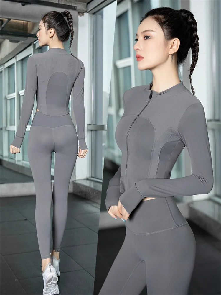 

Высококачественный костюм для бега Qui Dry Yoga Fitn, женский осенне-зимний комплект одежды для тренировок в тренажерном зале, одежда для упражнений для пилатеса