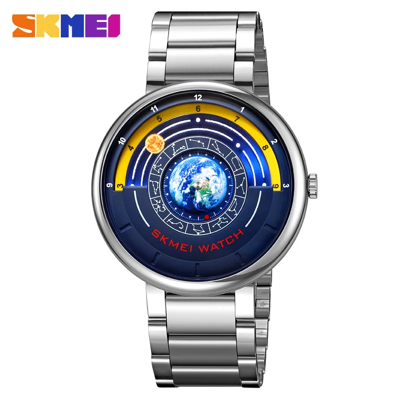 

SKMEI 2361 Analog timing Alarm Clock Constellation Space theme Man Quartz Large Dial Alloy Waterproof fashion﻿ Watches Calendar