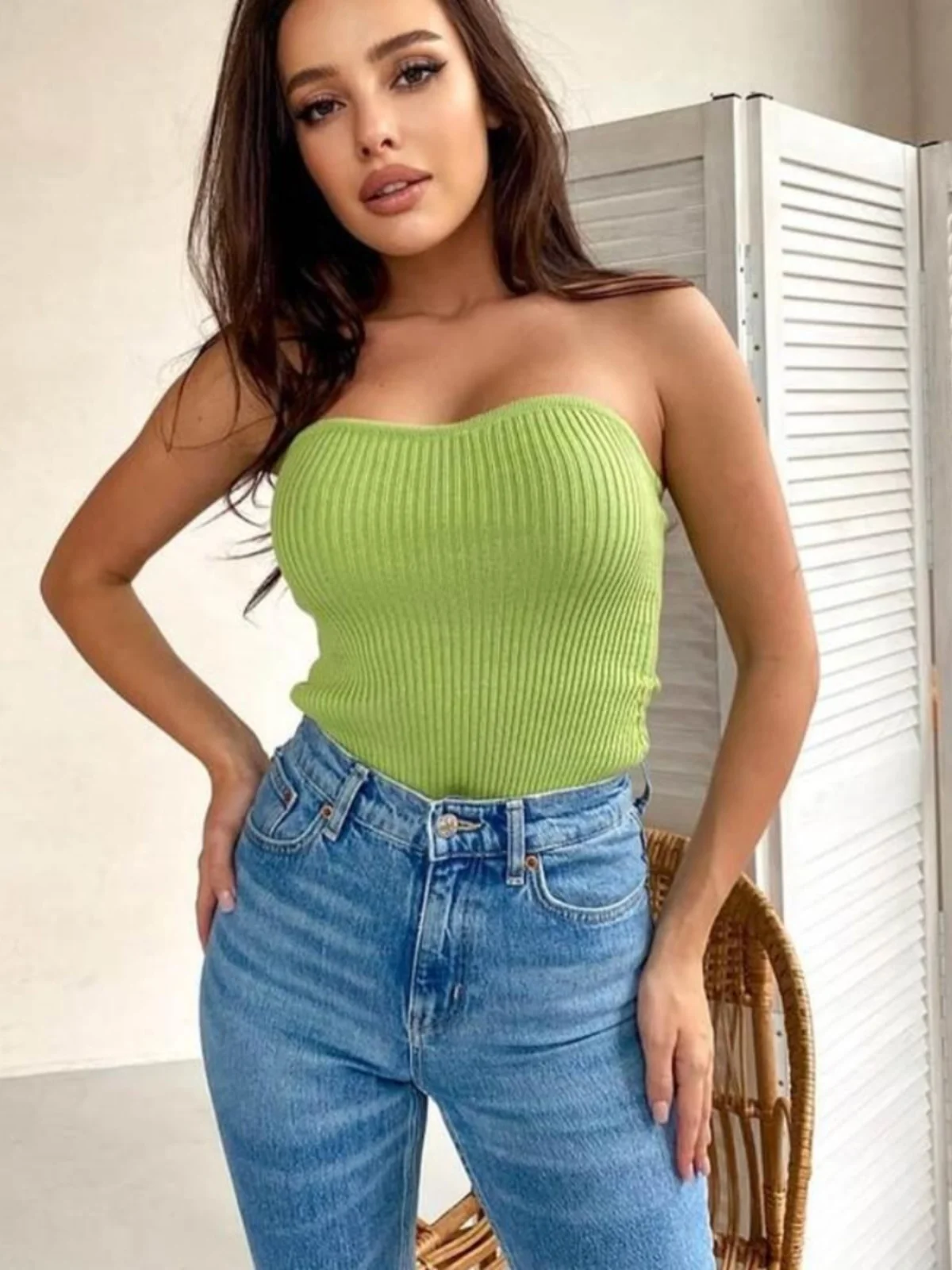 Sexy Slim Fit couleur tricoté Wrap buste haut aérien femmes gilet rue Sle ort longueur couleur Pure Bal tendance