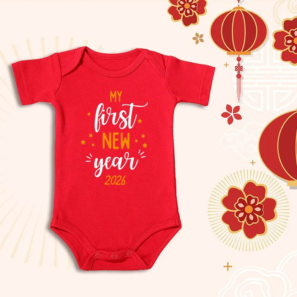 بلدي 1st السنة الجديدة 2026 الطفل الأحمر القطن رومبير الطفل Babygrow ملابس النوم الوليد القادمة المنزل الزي إعلان الطفل #5