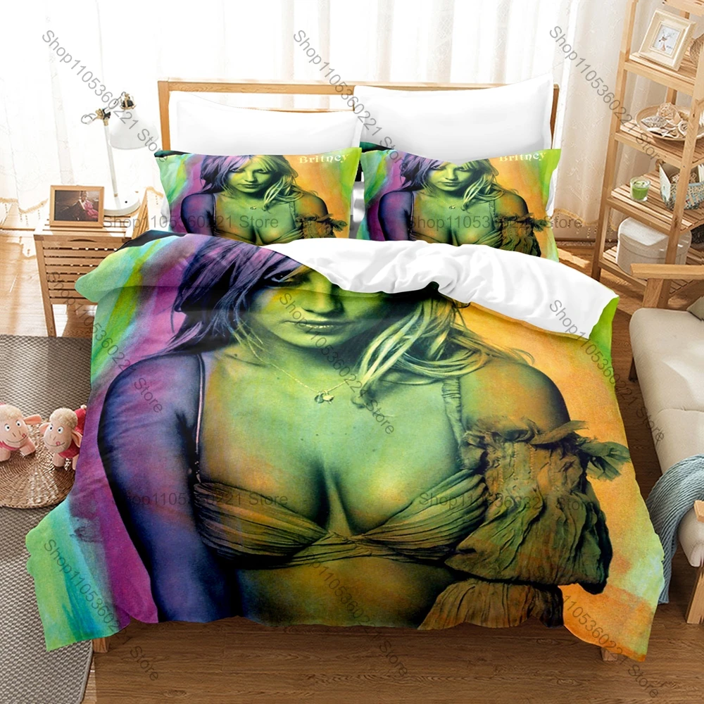 

Personality Pop Princess Britney Spears Bedding Set New Fashion Star Printed Duvet Cover Set Comfortable Bed Set for Teens Adult