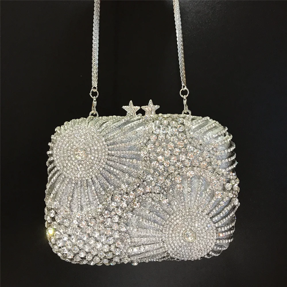 

Handbag Spring New Rhinestone Chain Handbag Dinner Small Square Bag Colorful Diamond Banquet Dress Fashion Metal Women's Bag