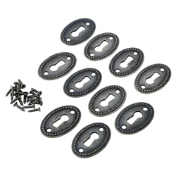 10Pcs/20Pcs Oval Shape Keyhole Cover Antique Bronze Color Keyhole  Antique Chinese Style Cabinet Lock Furniture Hardware