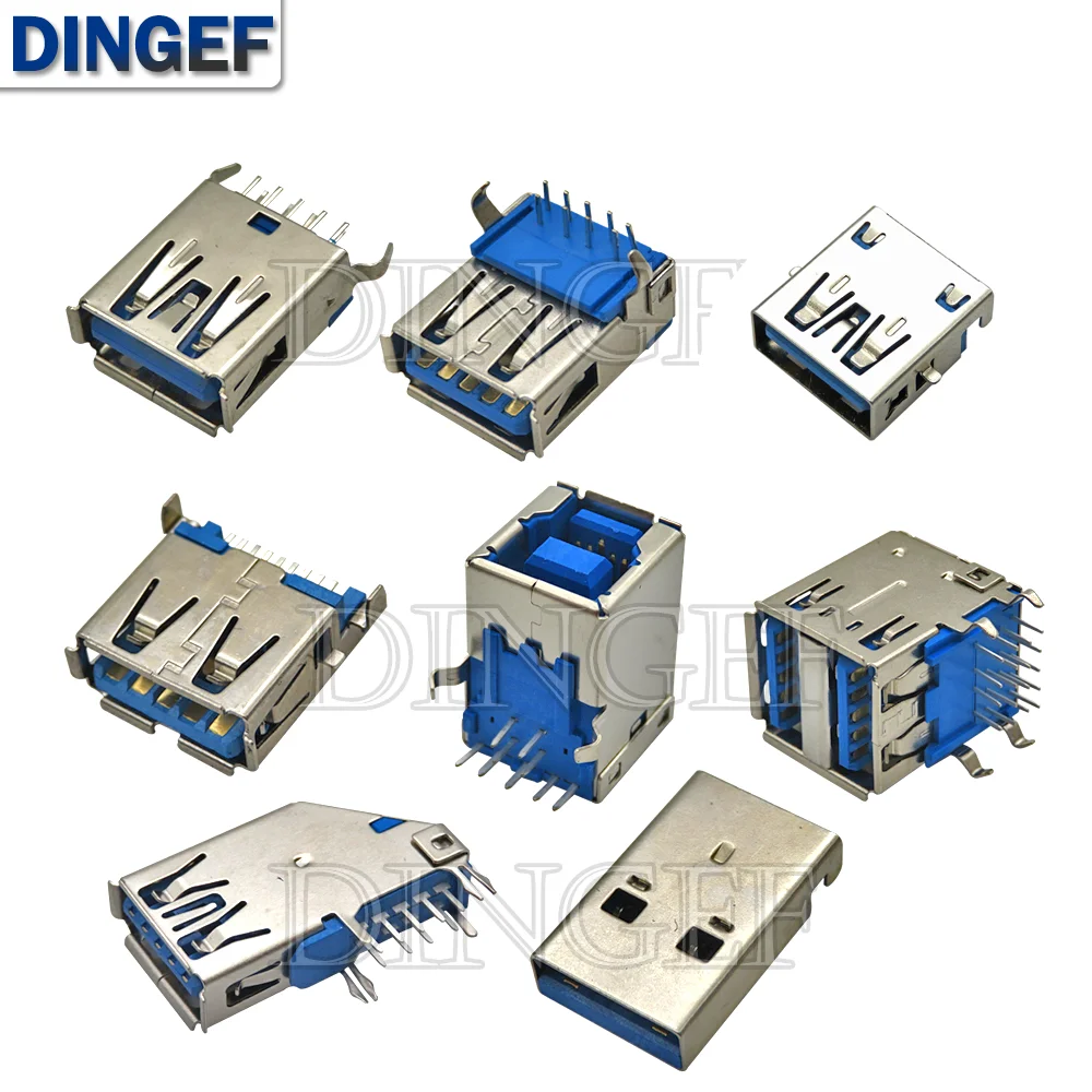 5 sztuk USB 3.0 USB-3.0-AF typ AM Port męski żeński złącze lutownicze złącze PCB gniazdo dla portu interfejsu USB 90/180 stopni