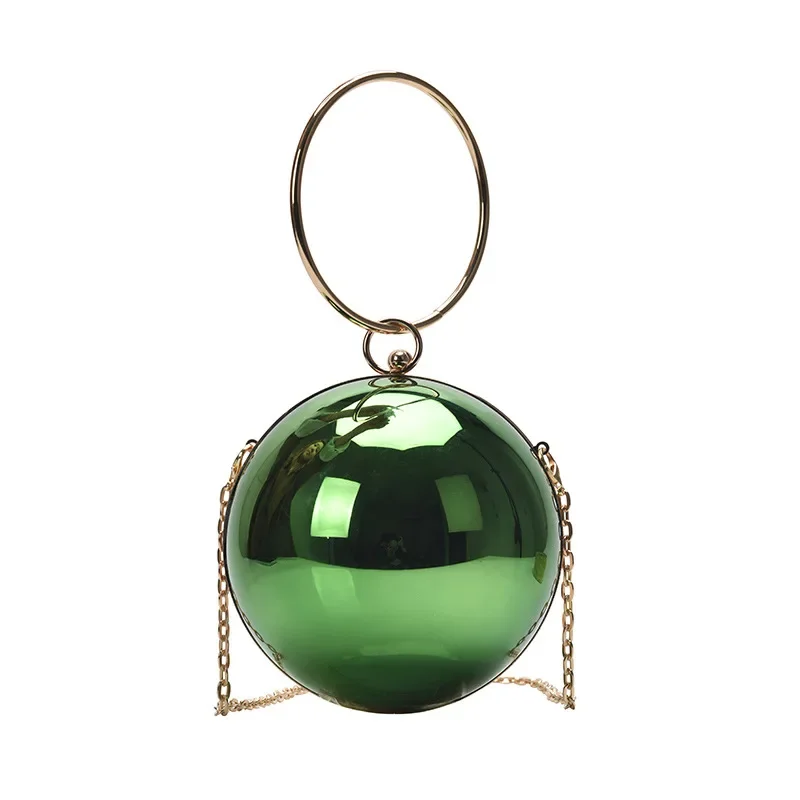 Round Ball Evening Bags For Women 2022 Fashion Smooth Bright Surface Clutch Bag Ladies Crossbody Bag Party Chain Handbag Purse image 6