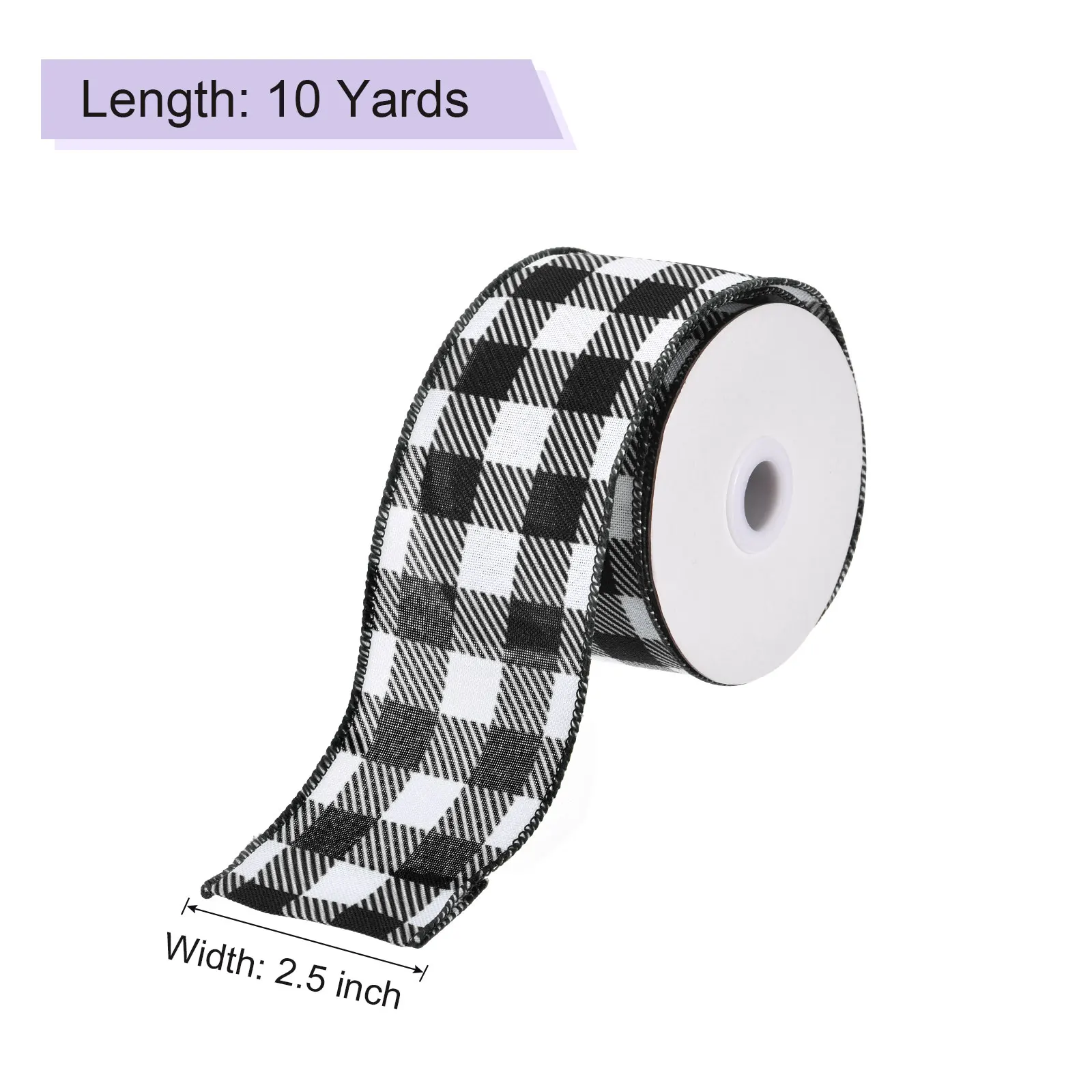 10 Yards Plaid Check Ribbon 2.5 inch Wired Edge Gingham Craft Ribbon for Gift Wrapping DIY Christmas Decoration and Bows