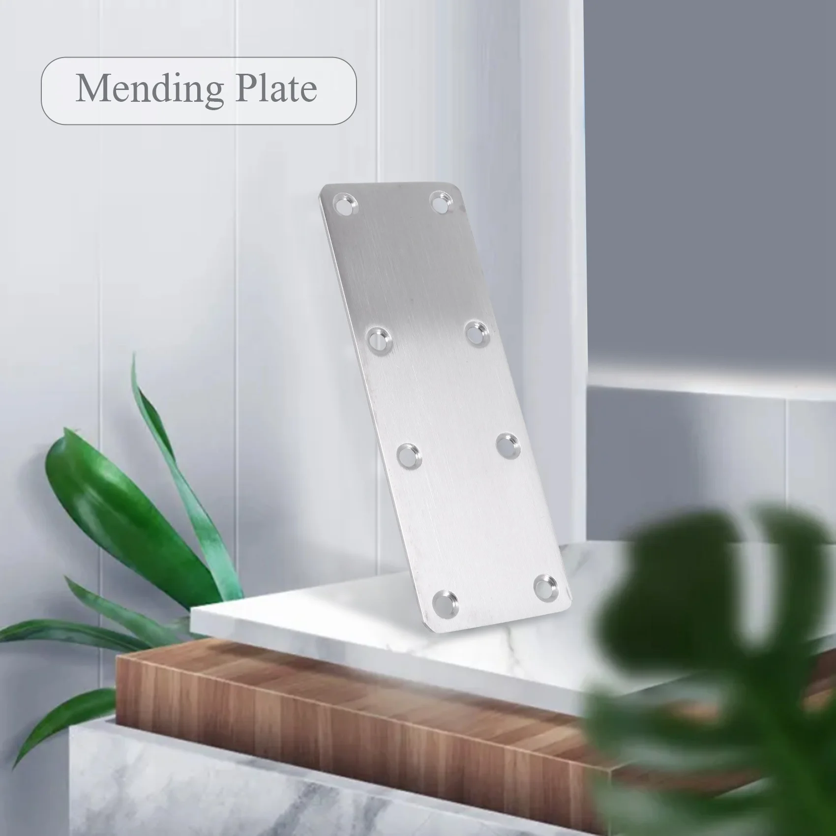 4 PCS Straight Bracket Flat Mending Plate Stainless Steel Brace with Screws for Furniture Wooden Door Wood