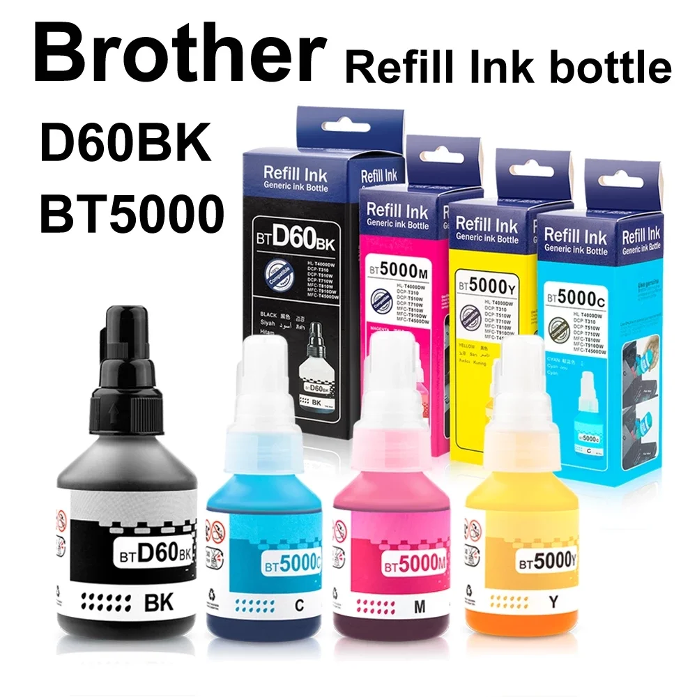 BTD60BK BT5000 Refill Dye Ink For Brother DCP-T510W DCP-T710W MFC-T810W DCP-T310 MFC-T910W HL-T4000DW Dye Ink