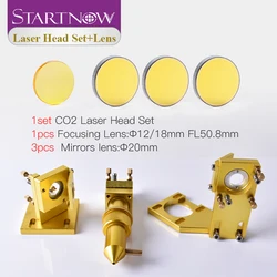 Startnow DIY CO2 głowica laserowa zestaw 12mm 18 soczewka skupiająca i 20mm Mo Si lustro Laser integracyjny uchwyt do 4060 K40 maszyna laserowa