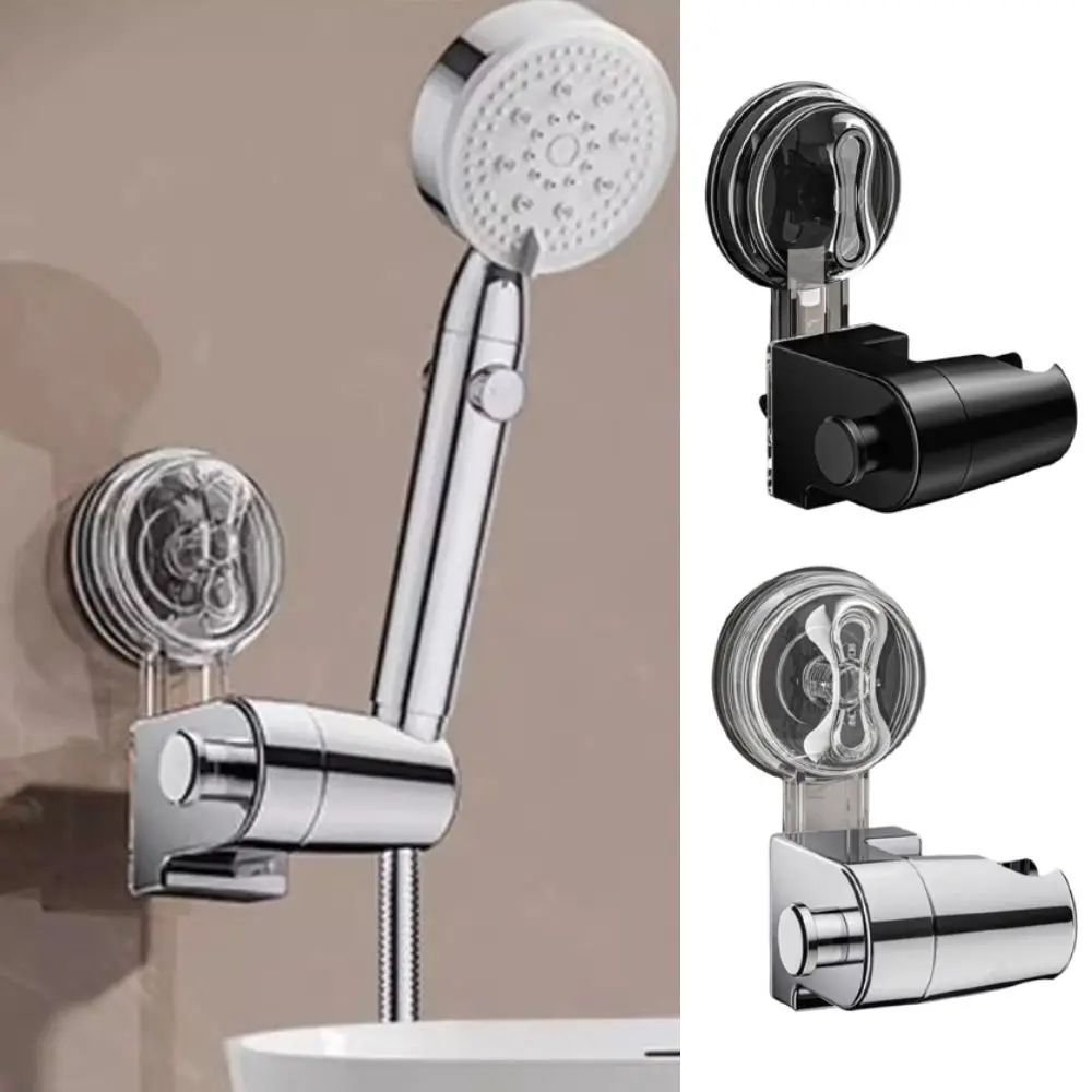With Hanger Hooks Suction Cup Shower Head Holder No Drill Wall Mounted Showerhead Bracket ABS Universal
