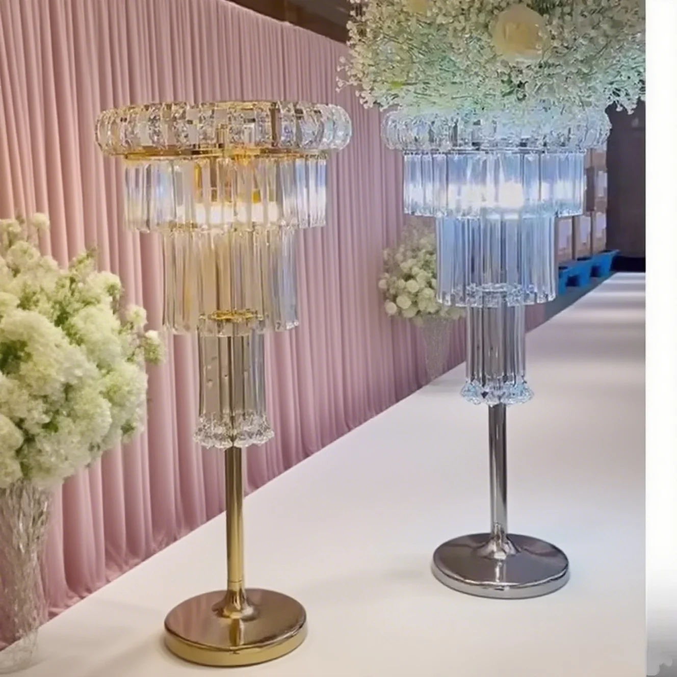 H80cm/110cm 10pcs)f1 Acrylic Trumpet-shaped Flower Stand for Wedding Table Centerpiece