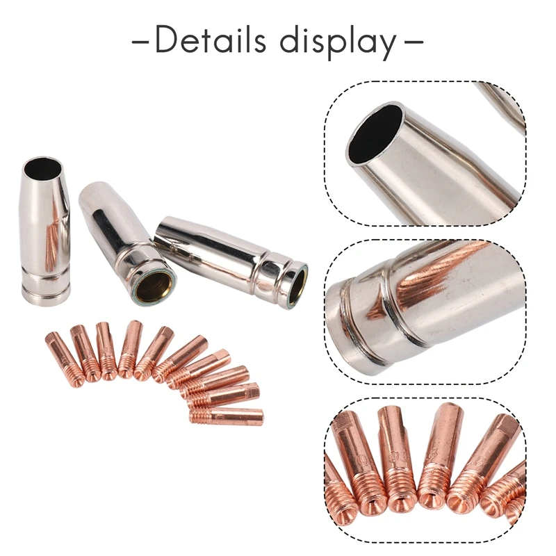 

AA21-13Pcs CO2 Mig Welding Torch Aircooled MB 15AK Contact Tip Holder Gas Nozzle 0.8Mm Welder Shield Shroud Nozzle Tip Kit