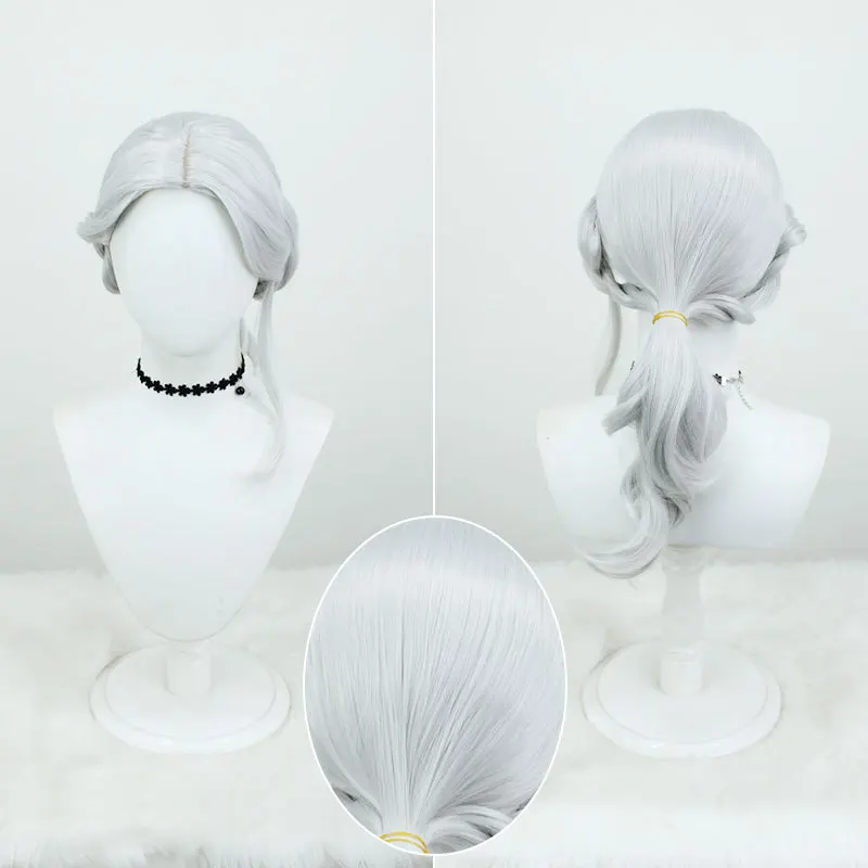 لعبة الهوية الخامس شعر مستعار تأثيري الشعر الاصطناعية مصور جوزيف شعر مستعار ذيل حصان فضي أبيض تأثيري الباروكات #1