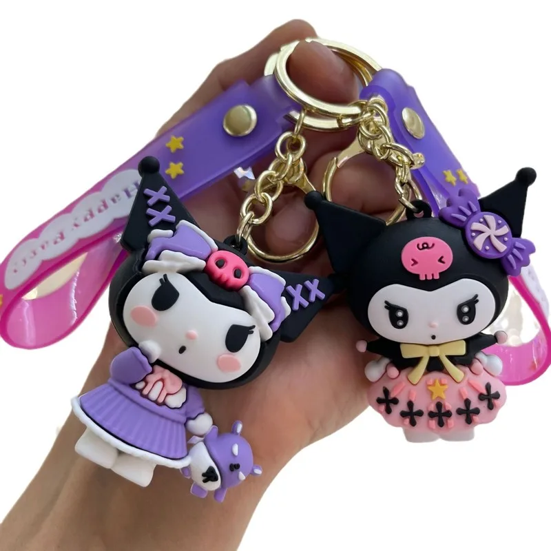 Sanurgente-Porte-clés mignon Kuromi, accessoires de sac à dos, pendentif de sac à beurre, pendentif de voiture, couple, petits cadeaux