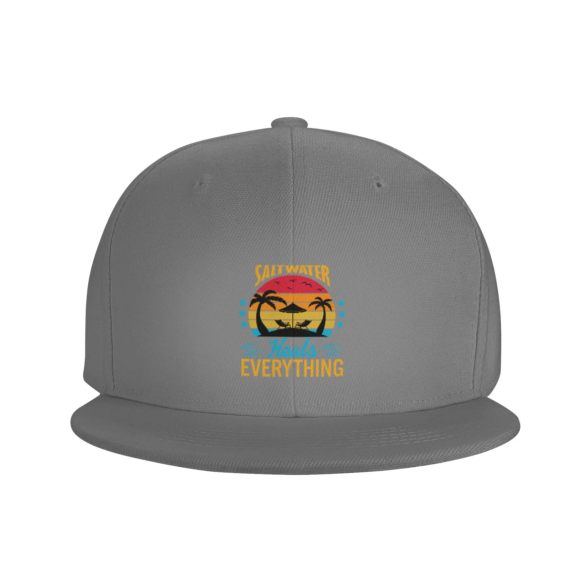 Fashion Saltwater Heals Everything Flat Brim Sun Hat  Washed Denim Cap Tennis Female