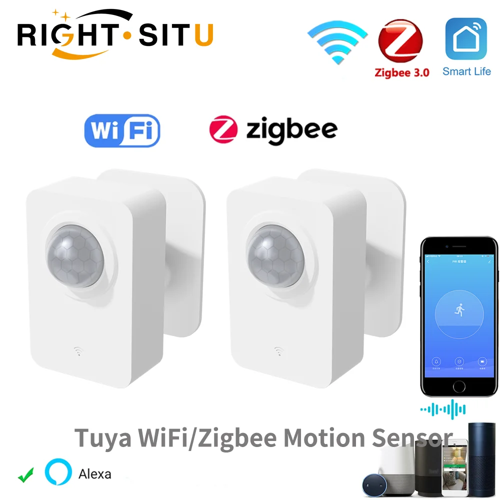 Tuya Zigbee WiFi Wireless PIR Human Motion Sensor Smart Home Detector Security Smart Life Works With Work With Alexa