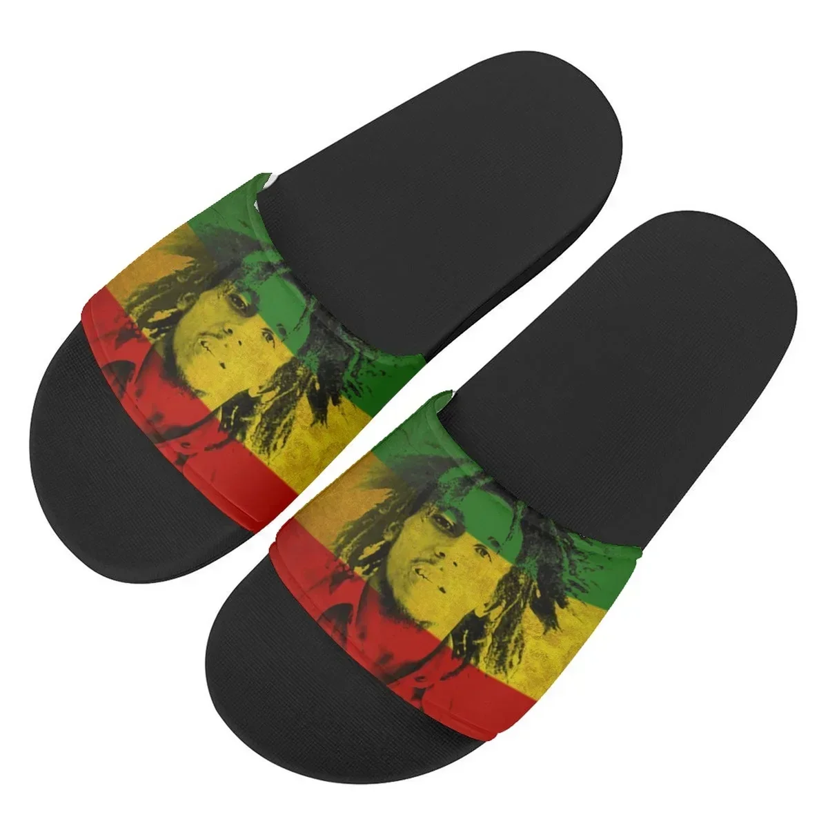 Bob-Marley Jamacia Reggae Print Men's Soft EVA Home Floor Slides Man Flip Flops Wear-resistant Slippers Unisex Flats