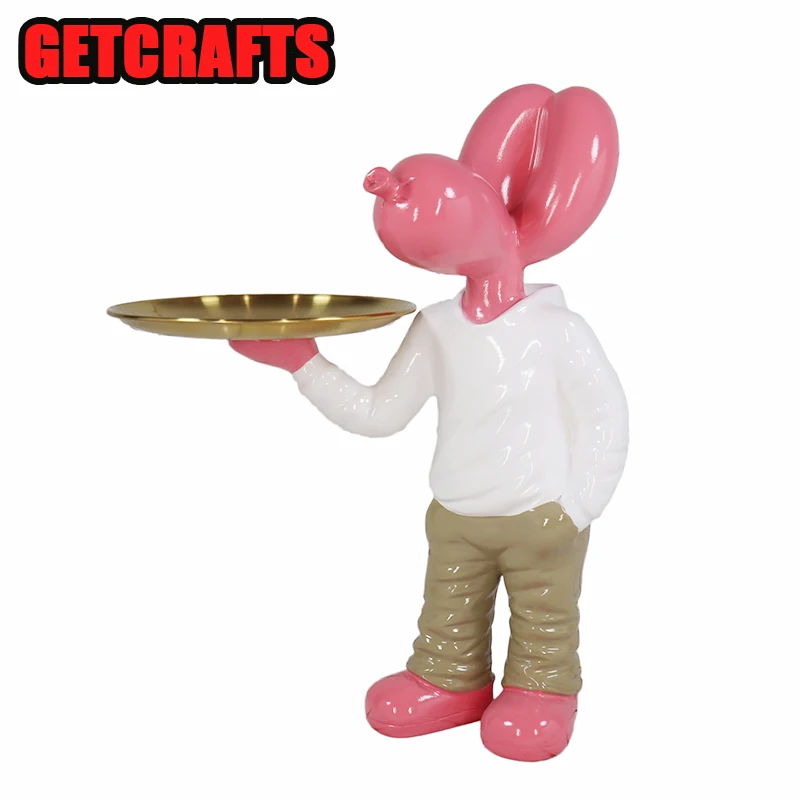 

GETCRAFTS Home Decor Statue Living Room Decoration Figurine Resin Balloon Dog Sculpture Key Storage Ornament Crafts for Interior