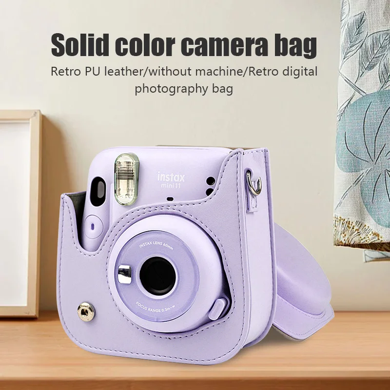 For Instax Mini 11 Camera Case PU Leather Soft Silicone Cover Bag for Fujifilm Film Camera Bag with Shoulder Strap