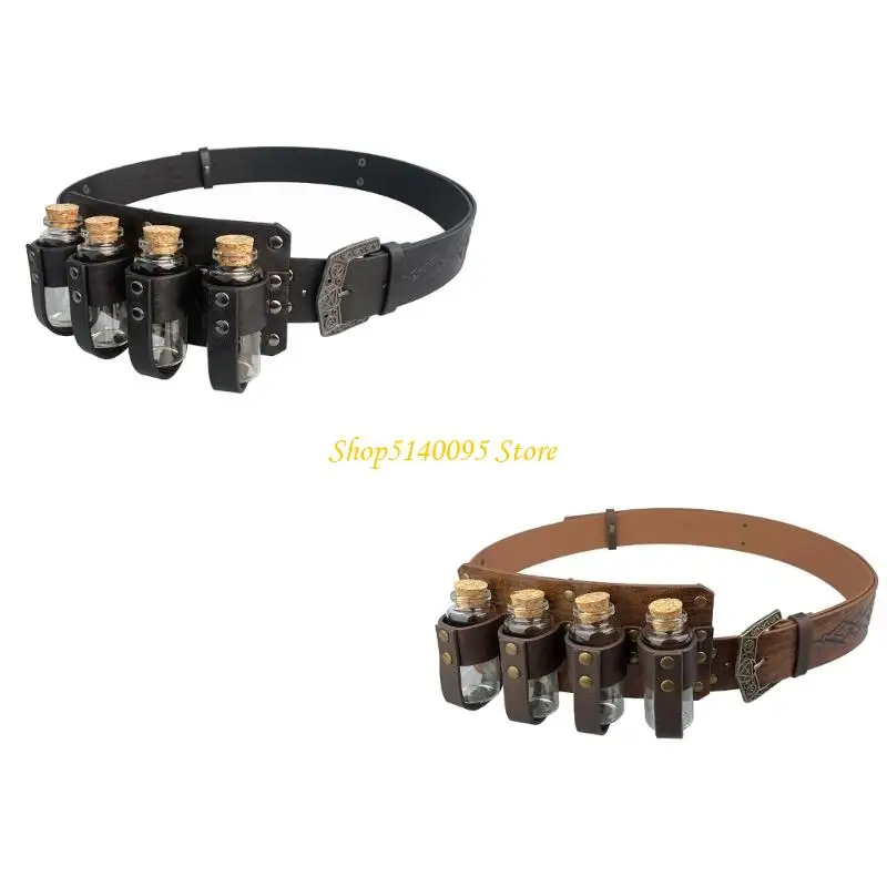 

DXAE Medieval Vikinges Detachable Pu Belt Cork Bottle Renaissances Costume Accessories Halloween Vikinges Costume Accessory