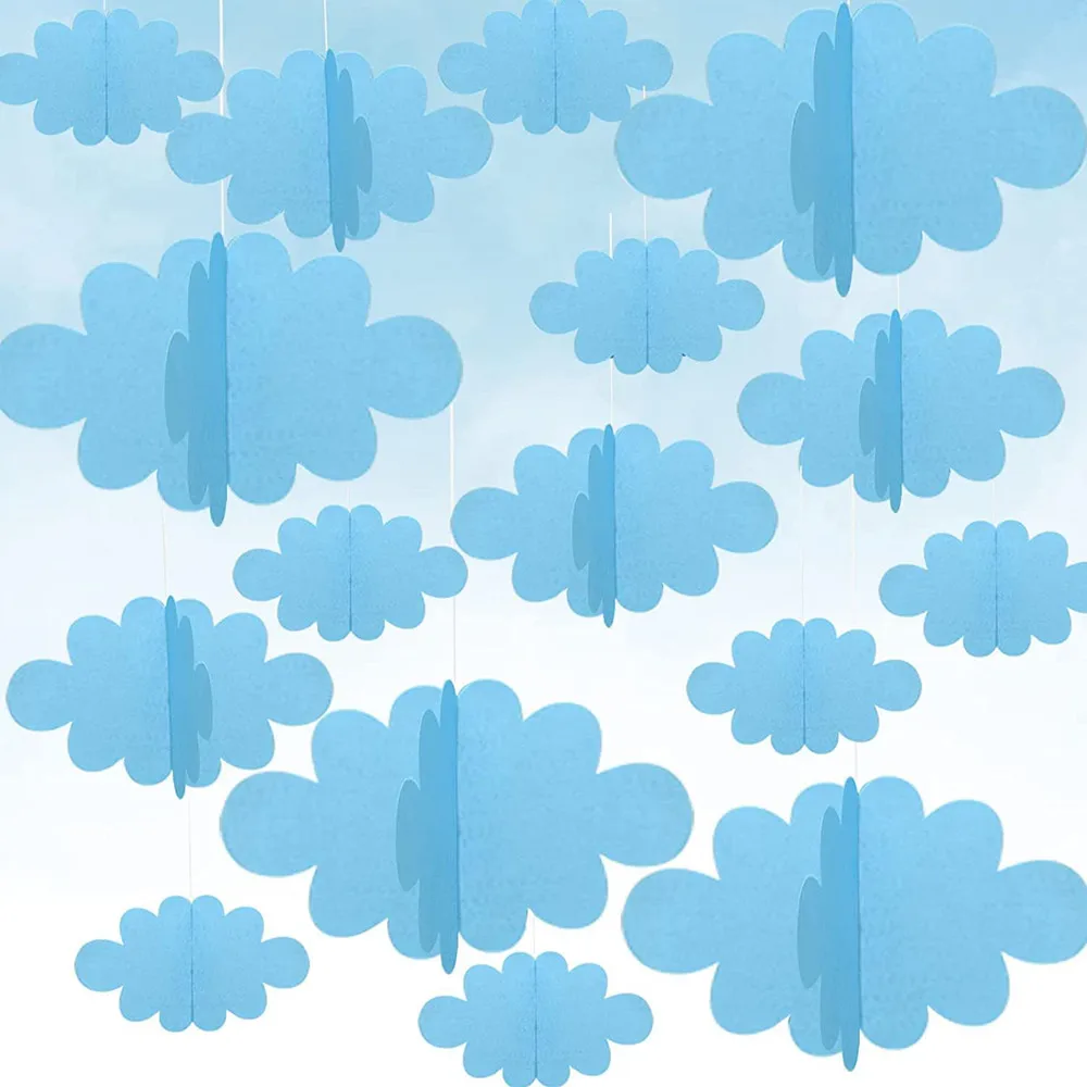 

16pcs 3D Cloud Decorations Hanging Clouds for Ceiling Felt Cloud Ornaments Wall Decor for Shower Party Nursery Children Room