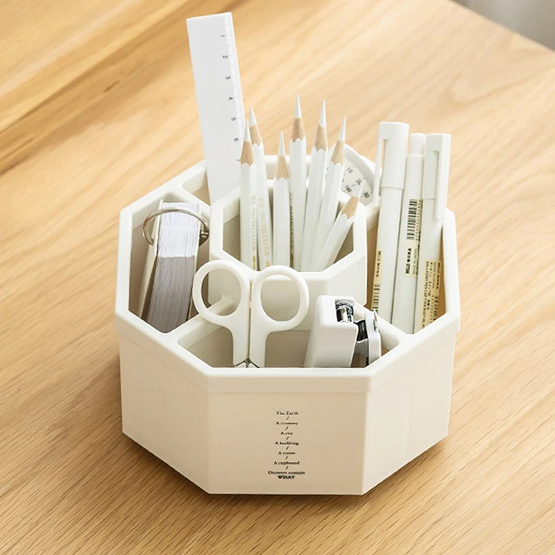 360° Rotating Pen Holder Desk Accessories Large Capacity Pencil Storage Box Desktop Organizer School Office Stationery