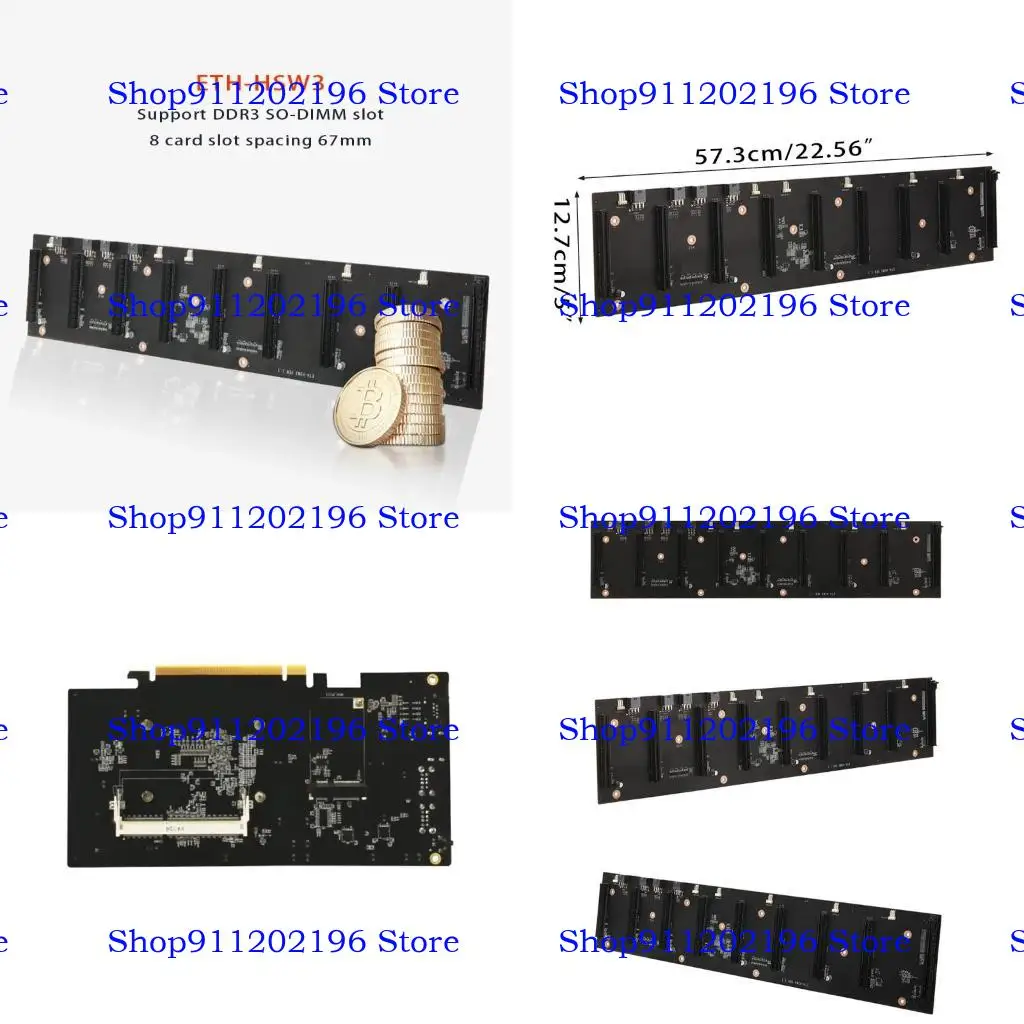 P82A Mining Motherboard ETH-HSW3 Large Spacing 67mm with 8 x PCIE 16X /mSATA/ 4x USB