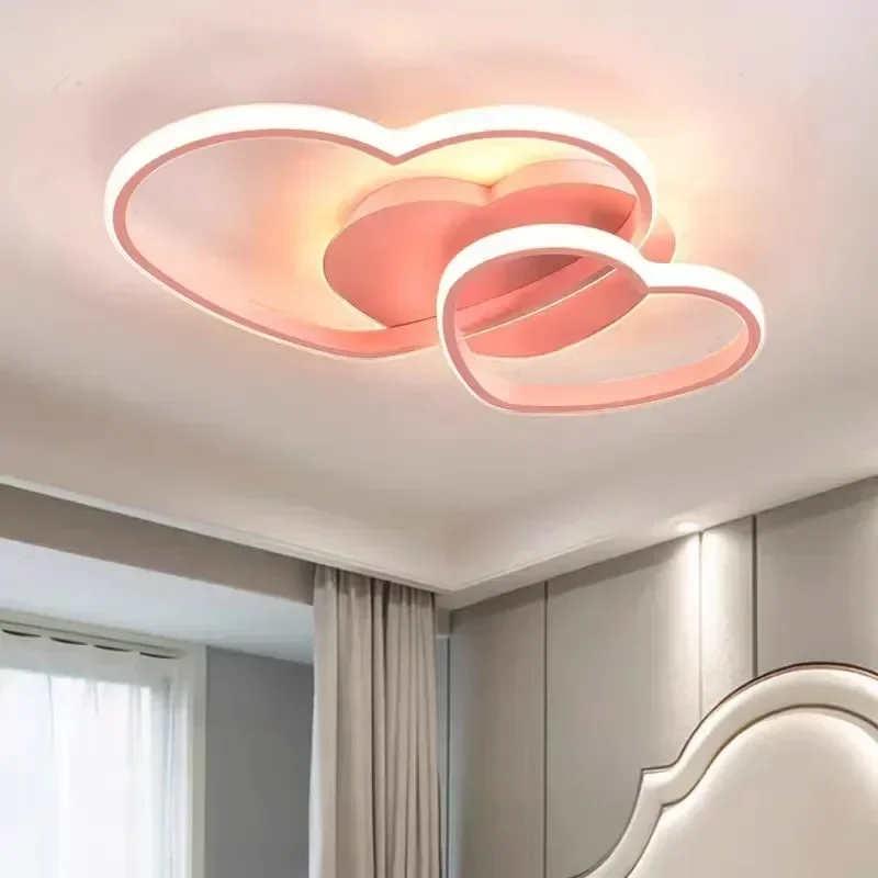 Modern minimalist bedroom LED ceiling light heart-shaped light with adjustable light warm cozy children's room entrance lightin