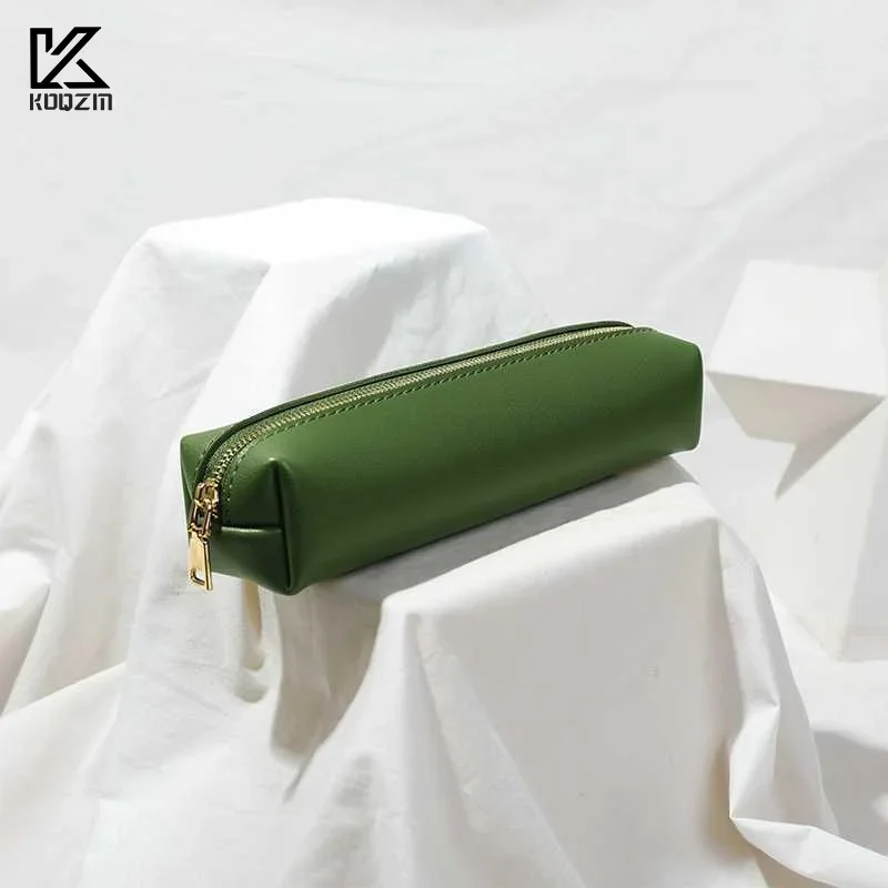 Simple PU Leather Pen Bag Water Dirt-Proof Storage Bag Large Capacity Pencil Case Stationery Box