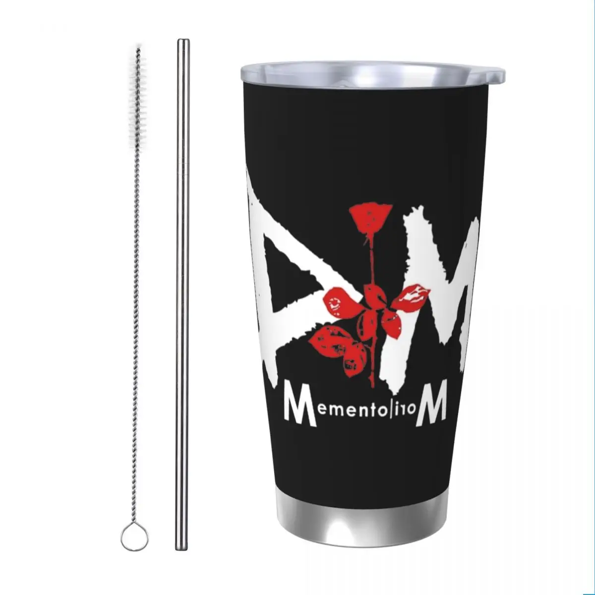 Depeches Mode Insulated Tumbler with Straws Lid DM Rose Stainless Steel Thermal Mug Office Home Hot Cold Drinks Cups, 20oz