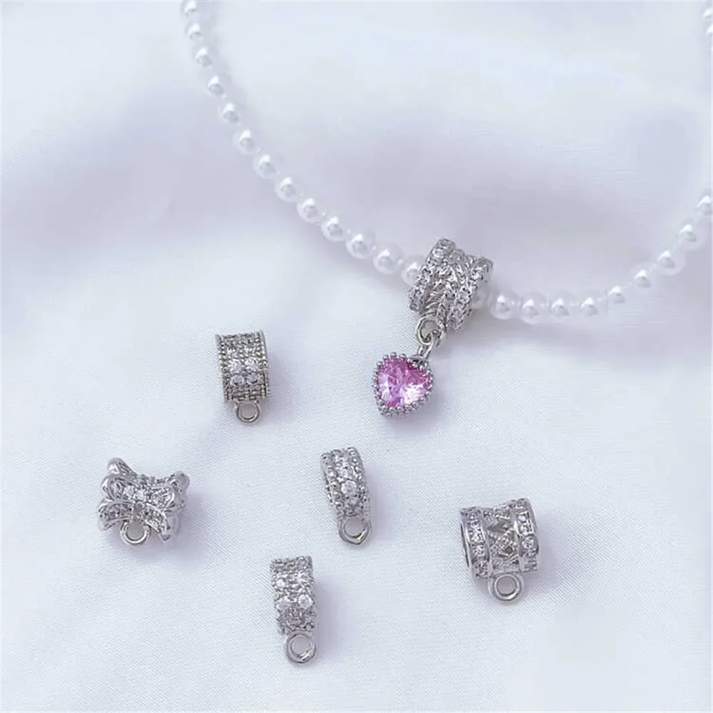 

Кольцо-подвеска из белого золота с микроинкрустацией из циркона, застежка-подвеска из бисера-ведро, аксессуар для браслета и ожерелья ручной работы