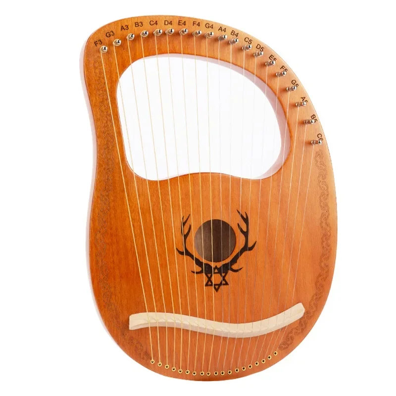 Wooden Mahogany Lyre 19 Strings Harp Musical Instrument With Tuning Tool Gifts For Classical Music Lovers Beginner Easy To Learn