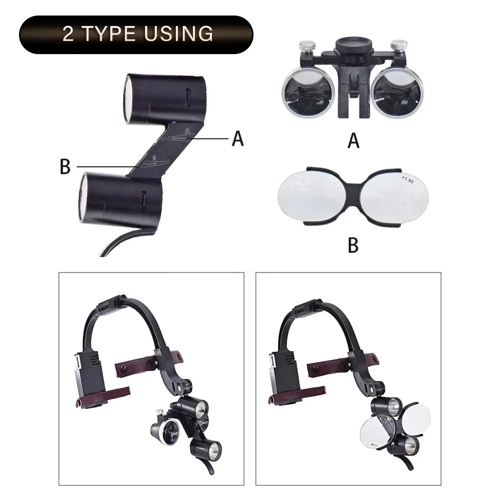 2026 Hot Selling High Quality Dental Loupe with LED Headlight Magnifying Mirror Surgical Loupes Made of Plastic Electric Power S