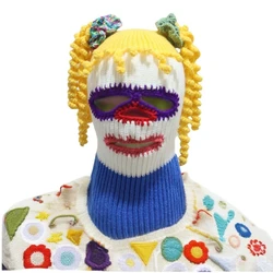 Novelty Knitted Face Mask Clown Hat for Winter Activity All Age Full Facecover Hat Warm Balaclava Hat for Outdoor Skiing