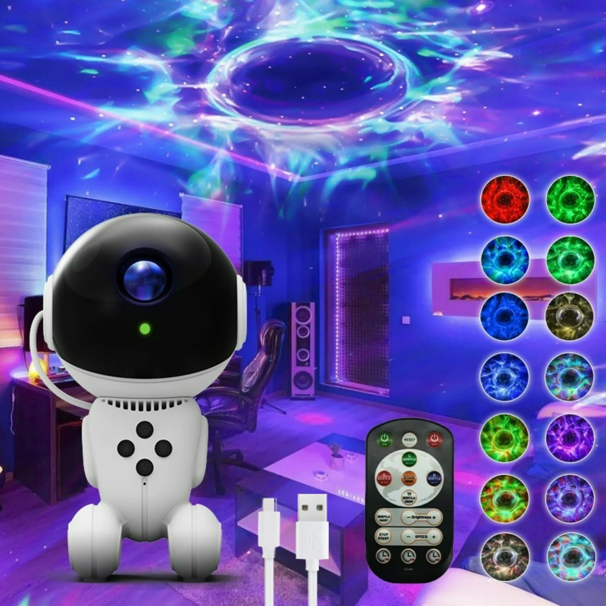 宇宙飛行士bluetoothオーロラライト星空星雲ロマンチックな雰囲気ライト宇宙飛行士星空投影ナイトライト