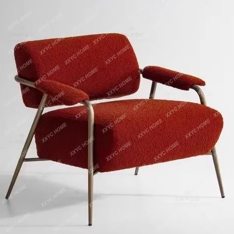 L light luxury stainless steel single sofa chair reception chair balcony bedroom leisure chair