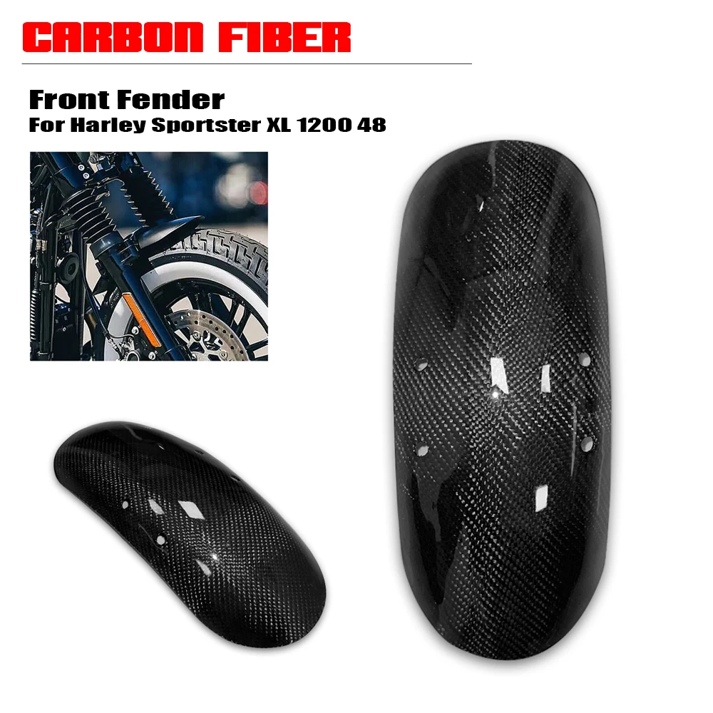 

Real Carbon Fiber Motorcycle Front Custom Short Fender Mudguard Protector Cover For Harley Sportster XL 48 Forty Eight 2010-2017