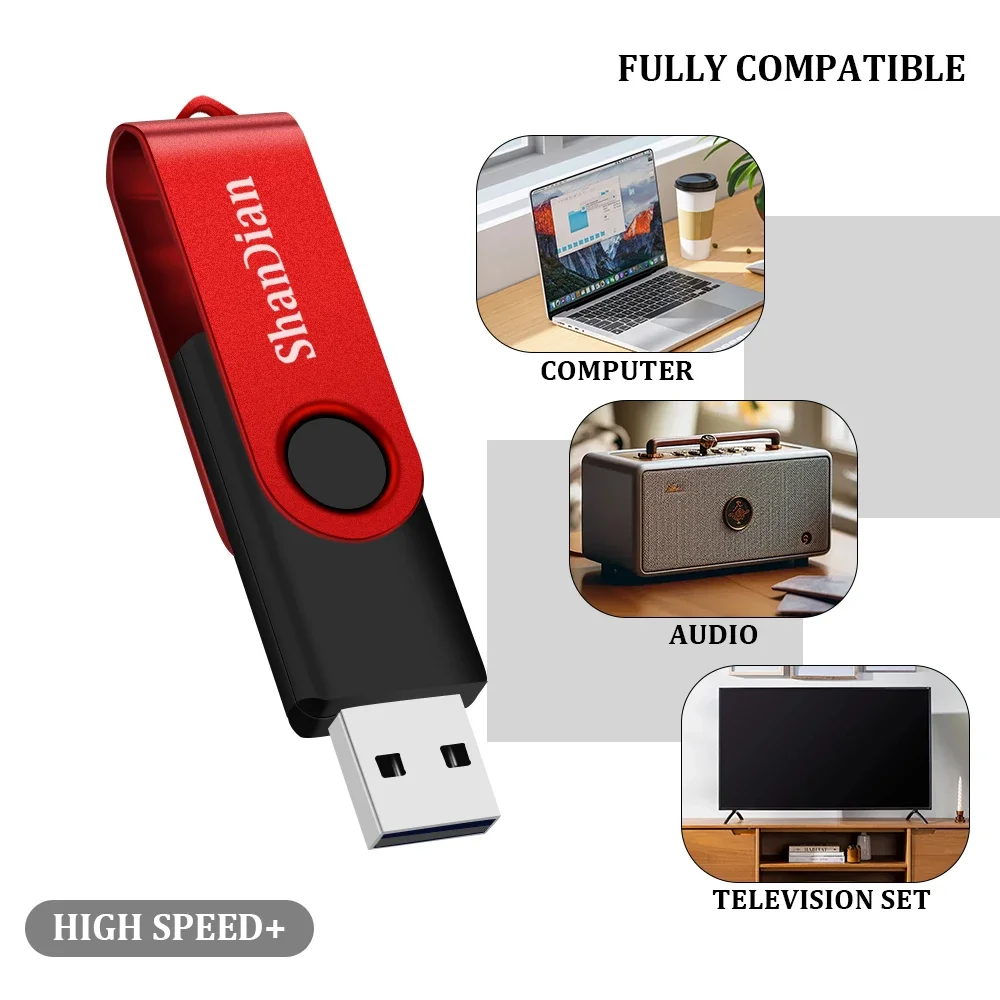 SHANDIAN New 128GB High Speed USB Flash Drive 64GB Pen Drive 16GB Pendrive 32GB Disk4GB 8GB Memory Flash Disk Gifts Key Chain