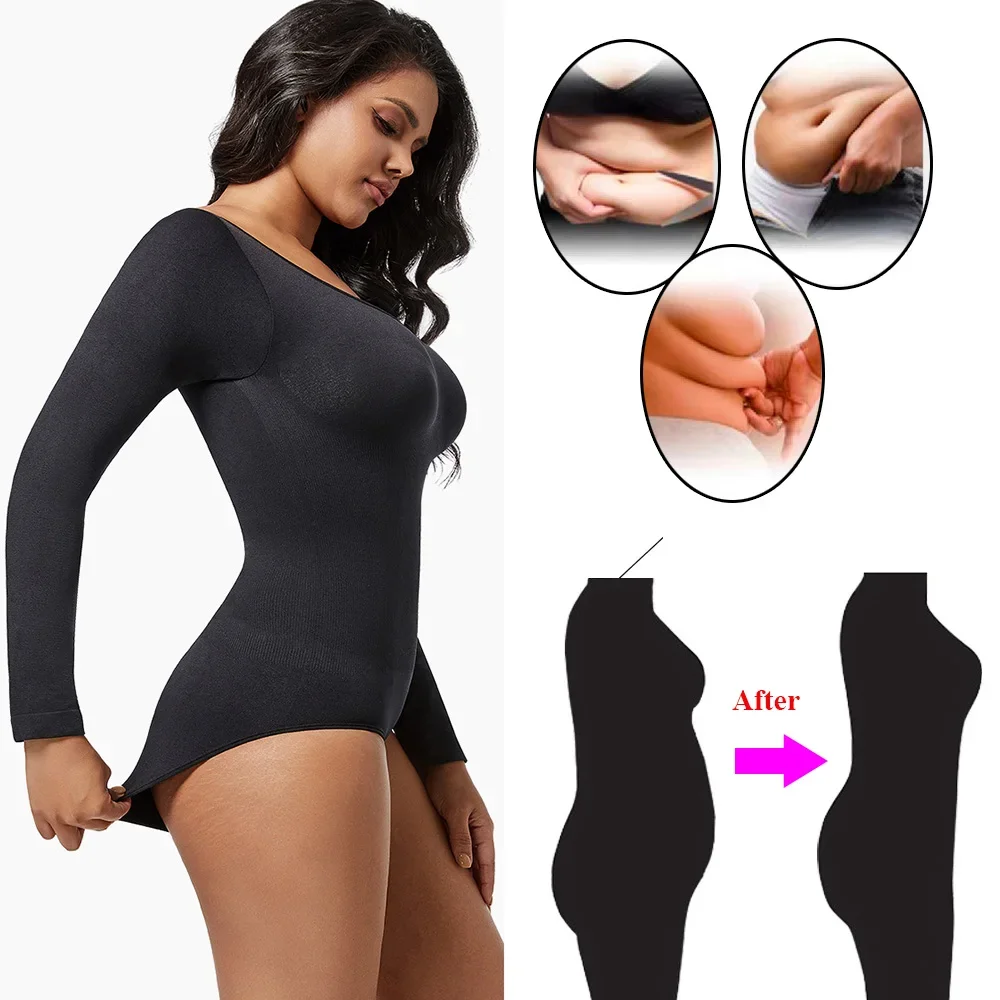Shapewear bodysuit voor buikcontrole Verstelbaar kruis Lange mouwen Naadloze body shaper Jumpsuit Buikcontrole