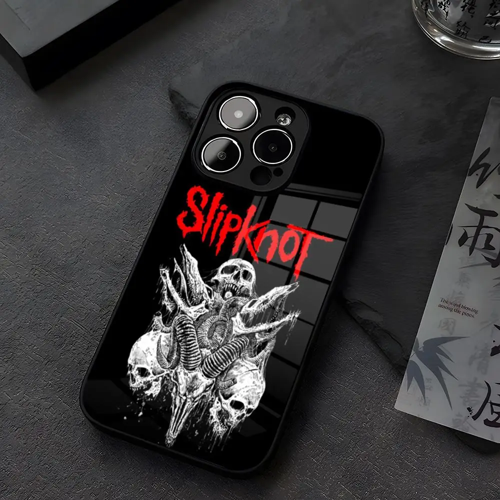 

S-Slipknots Phone Case Tempered Glass For iPhone 14 13 12 15 11 Pro XS Max Plus Mini X XR 8 7 6s SE2020 Coque