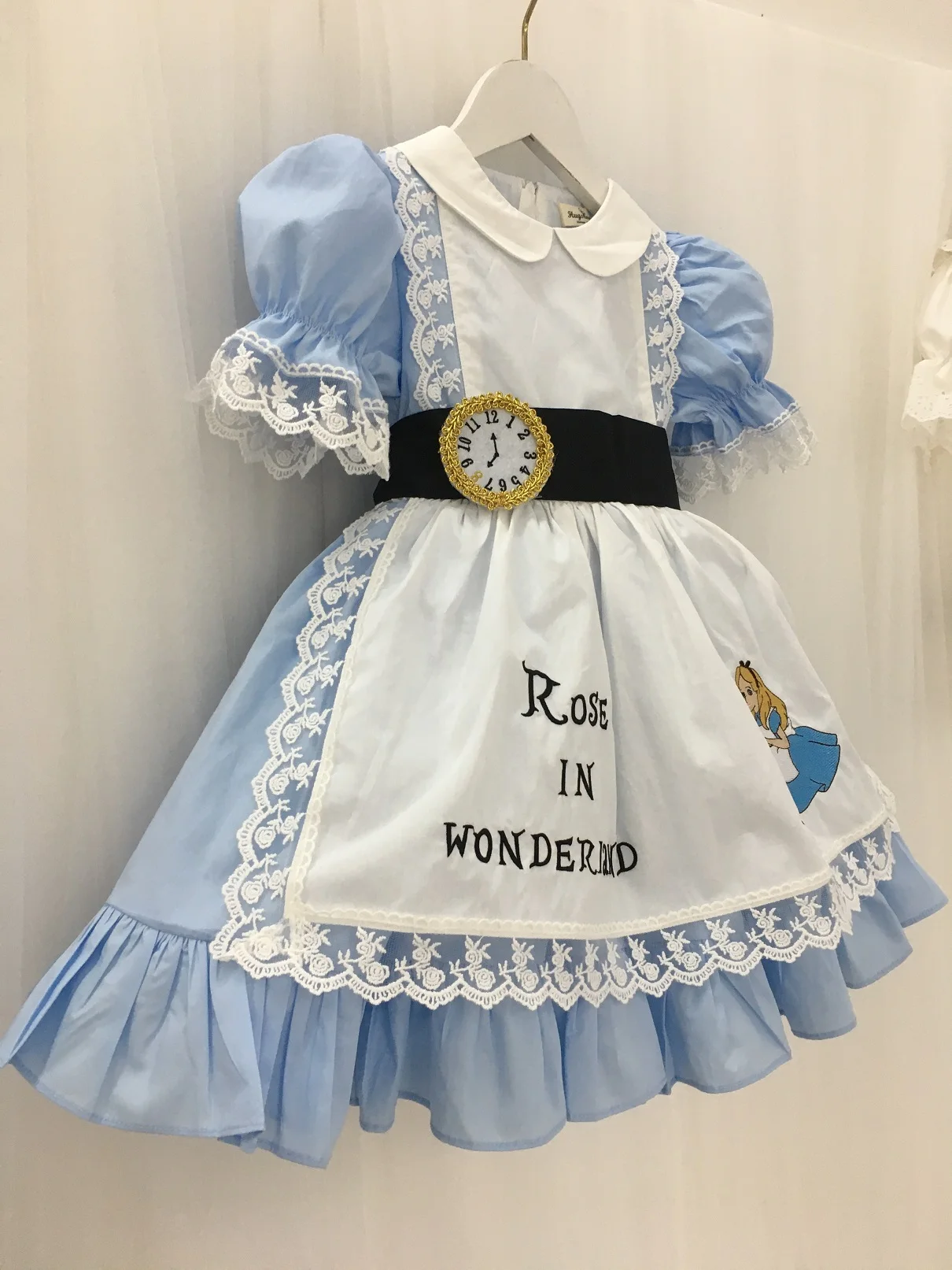 0-8Y Baby Girl Summer Blue Alice Embroidery Turkish Vintage Lolita Princess Ball Gown Dress for Birthday Holiday Casual Eid