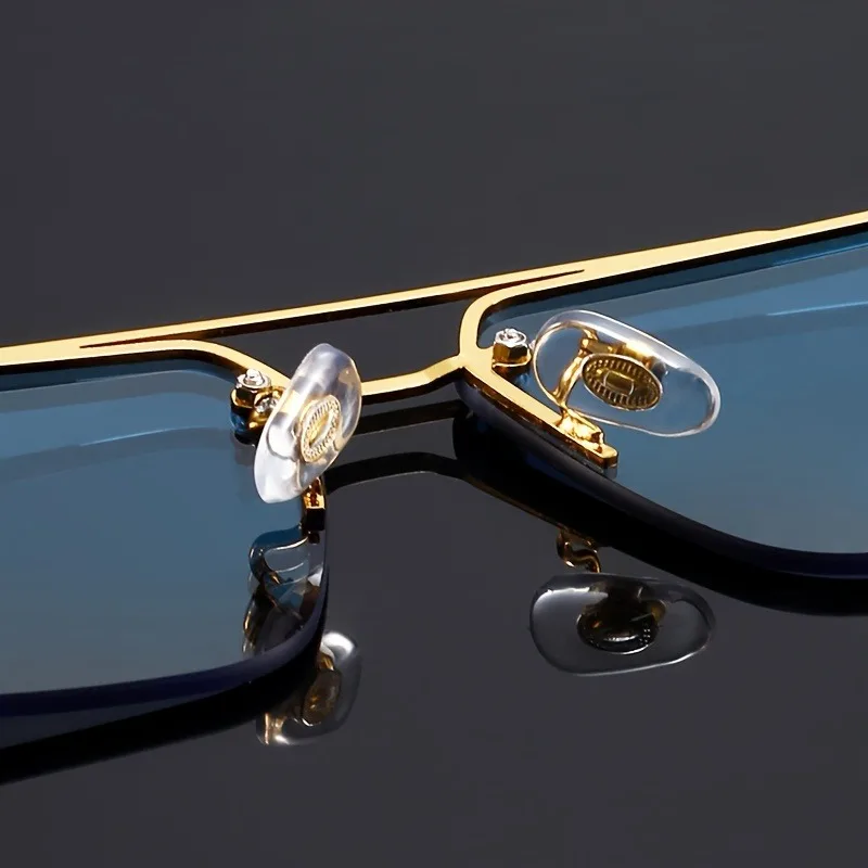 Women's Frameless Double Beam Fashion Sunglasses Golden Border Wood Grain Bracket for Male and Female Drivers Black Eyeglasses image 6