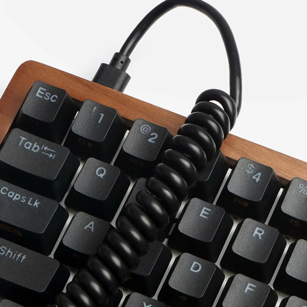 

1Pcs Sturdy Coiled Keyboard Cable Type-C Connector Elastic USB Cable for Mechanical Keyboard Wide Compatibility
