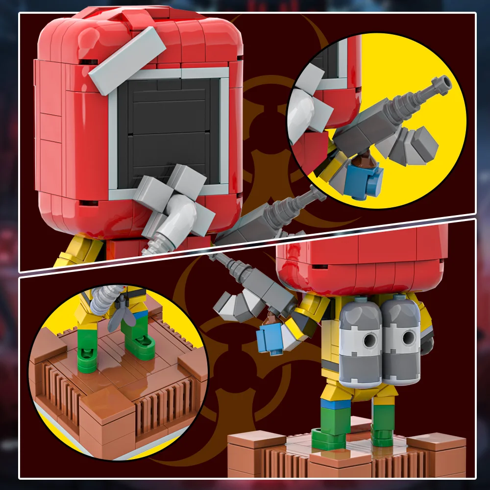 MOC 映画錆危険物ロボット Brickheadzs ビルディングブロックモデル赤錆危険物キャラクターレンガ組み立ておもちゃ子供のためのギフト