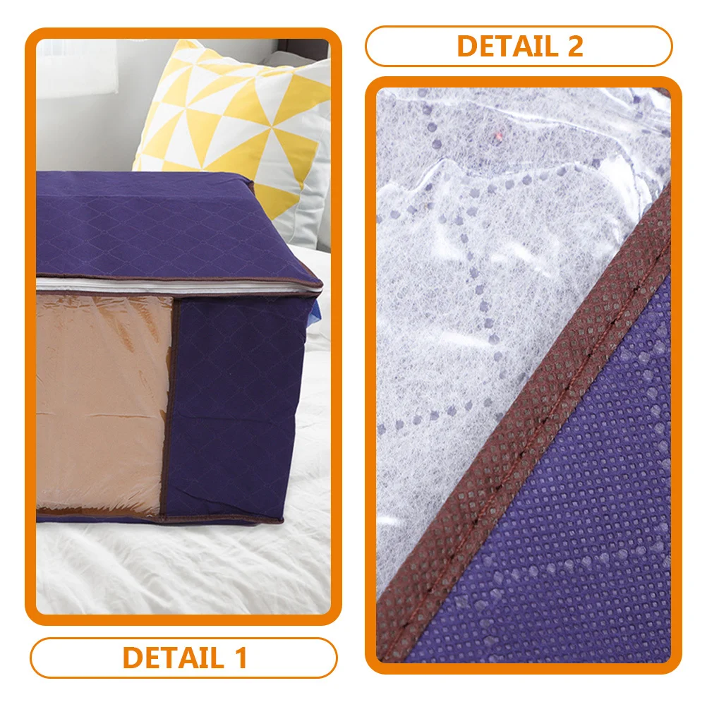 

2pcs Bedding Storage Bag Large Capacity Foldable Clothes Organizer Smooth Zipper For Blankets Quilts Pillows Seasonal Clothing