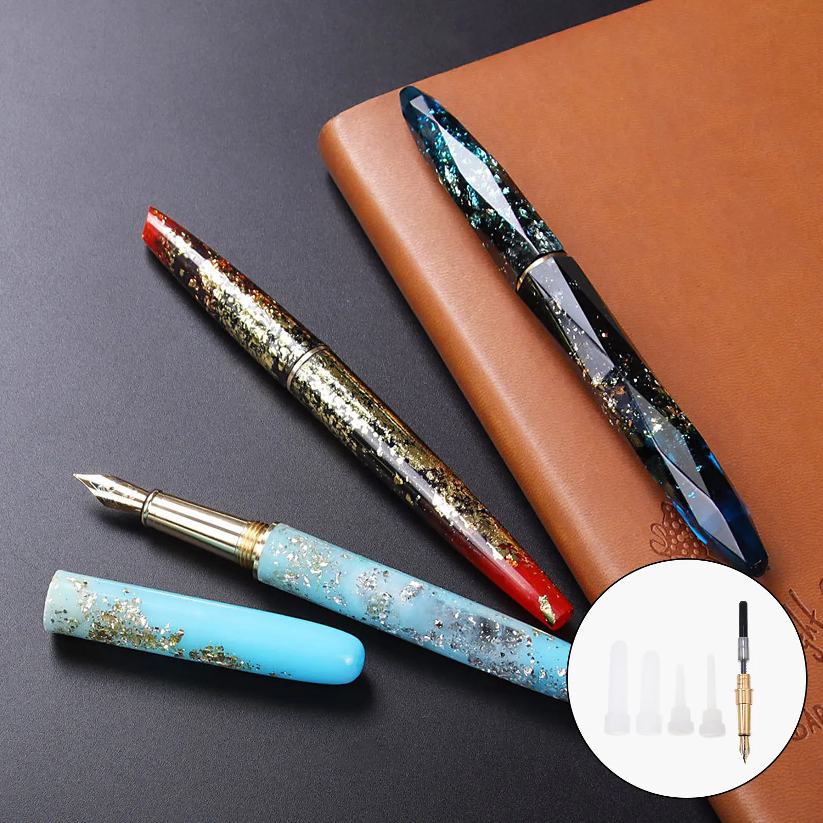 

1 Set Diy Fountain Pen Mold Kit Premium Silicone Material Non-Stick Brass Nib Compatible Refills Creative Pen Shape For Home