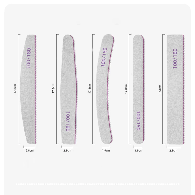 Пилка для ногтей профессиональная, 5/10 шт., 100/180 Грит