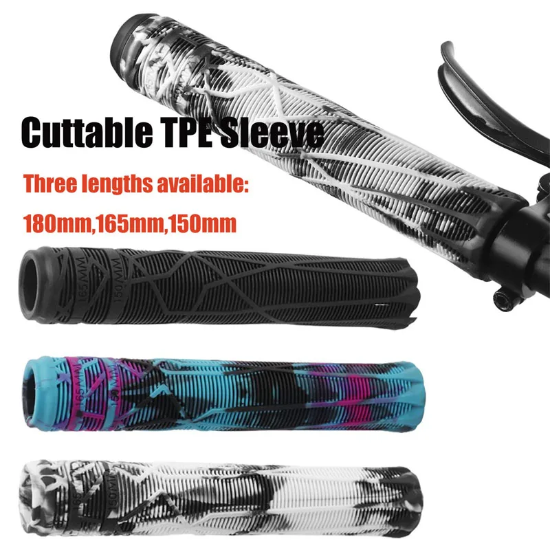 Cuttable TPE Bicycle Grips 180mm/165mm/150mm Bicycle Handlebar Cover Thickened Anti Slip Extended Mountain Handlebar Sleeve