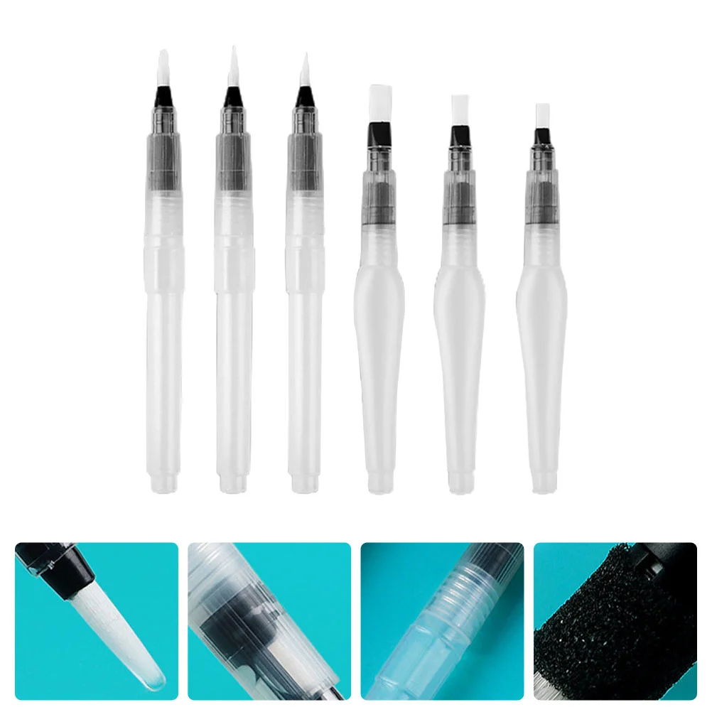 

6 Pcs Brush Watercolor Paint Pens Portable Markers Painting Injection Soluble Birthday Gift Coloring
