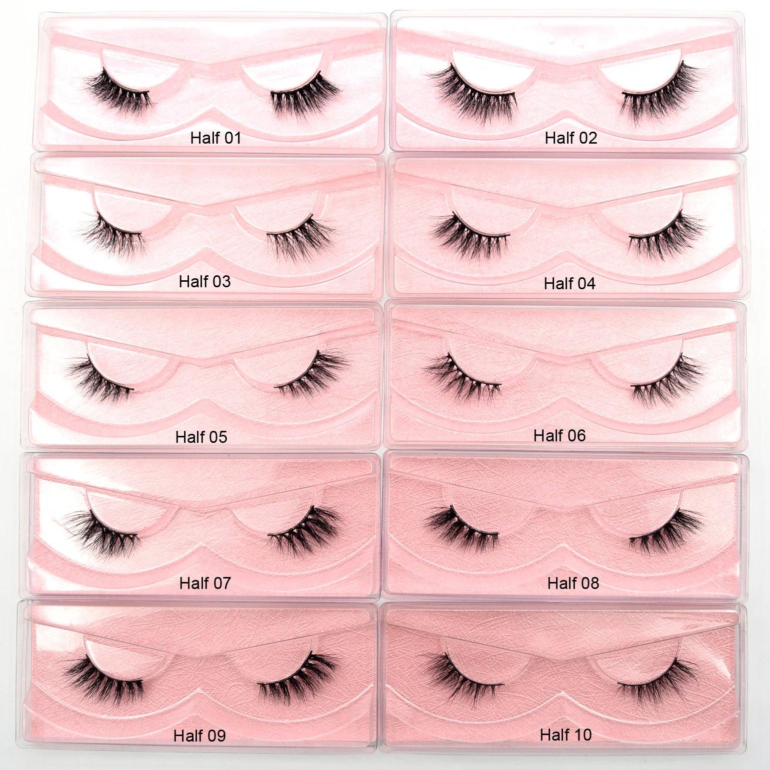 Visofree Half Lashes Invisible band Mink Eyelashes Natural Wispy Transparent Stalk False Eyelashes Eyelash Extension Supply Cils